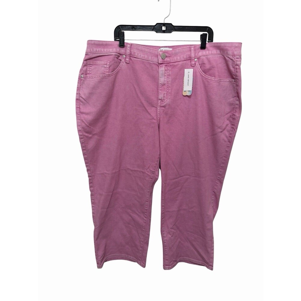 Lane Bryant Light Pink Mid-Rise Straight Cropped Jeans Sz 22 Preppy Girly NEW